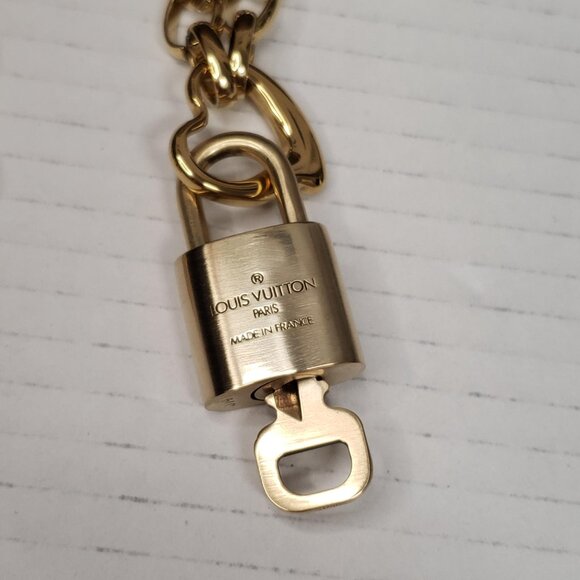 Authentic Louis Vuitton Gold Padlock Pendant w/ unbranded Stainless Steel Chain - Picture 5 of 11